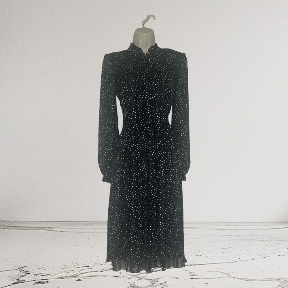 Serginnetti Black & White Polka Dot Sheer Overlay Dress Women Size 42 European
